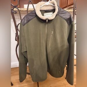 Mens Large Orvis Faux Suede Sherpa Fleece